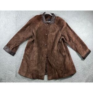 VTG Terry Lewis Leather‎ Suede Jacket Women L Button Front Relaxed Chore Classic